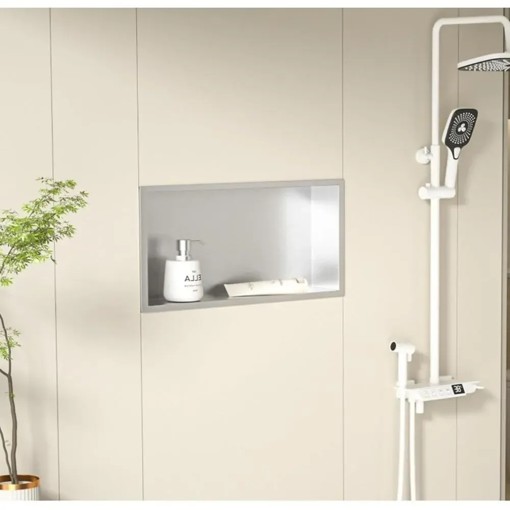 Bernkot Stainless Steel Shower Niche 24x12 Wall Insert Brushed Steel